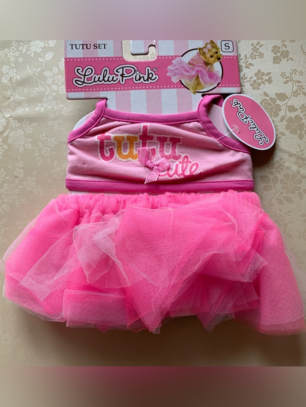 NWT Lulu Pink Dog Pink Tutu Cute 2 pc Set small